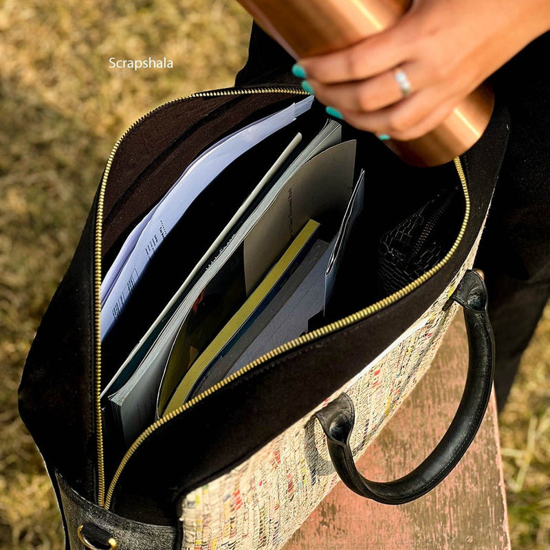 Buy Charcha Office Laptop Bag | Upcycled handloom textile | Shop Verified Sustainable Laptop Sleeve on Brown Living™