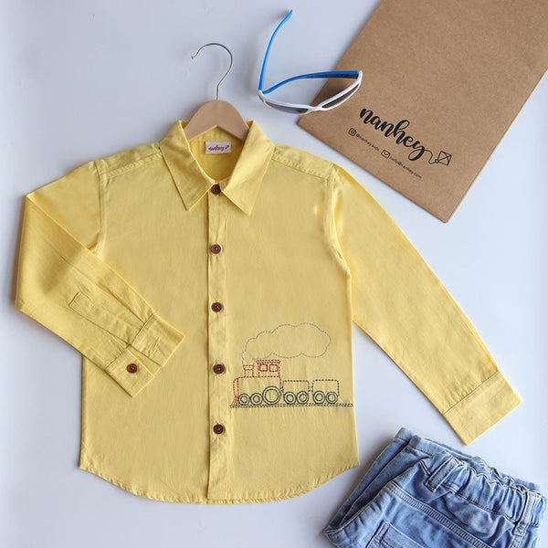 Buy Chuk Chuk Embroidered Formal Shirt - Yellow | Shop Verified Sustainable Kids Shirts on Brown Living™