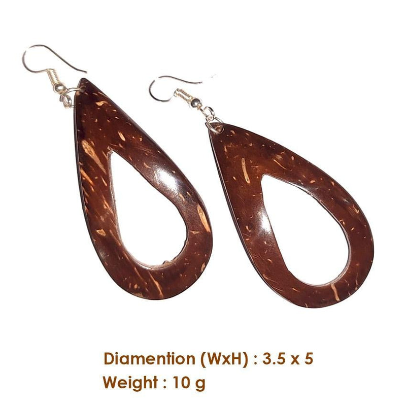 Buy Coconut Shell Earrings/ Leaf Design | Shop Verified Sustainable Womens Earrings on Brown Living™