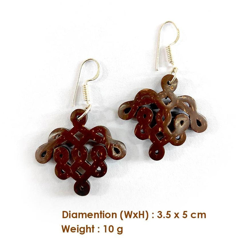 Buy Coconut shell Kolam Design Earrings | Shop Verified Sustainable Womens Earrings on Brown Living™