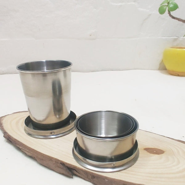 Buy Portable Steel Cup | Foldable Collapsible Reusable | Shop Verified Sustainable Cutlery on Brown Living™