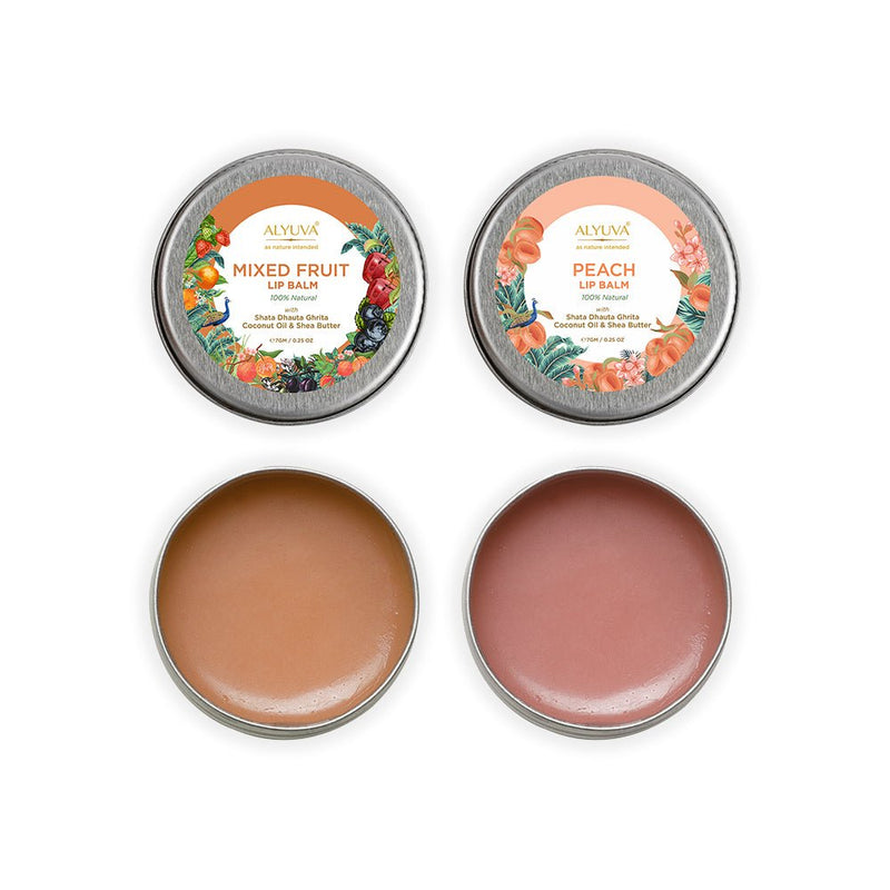 Buy Combo of Ghee Enriched 100% Natural Strawberry & Blueberry Lip Balms, 7gms Each | Shop Verified Sustainable Lip Balms on Brown Living™