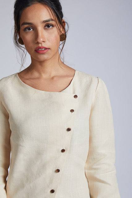 Buy Compass Asymmetric Top Light Beige | Shop Verified Sustainable Womens Top on Brown Living™