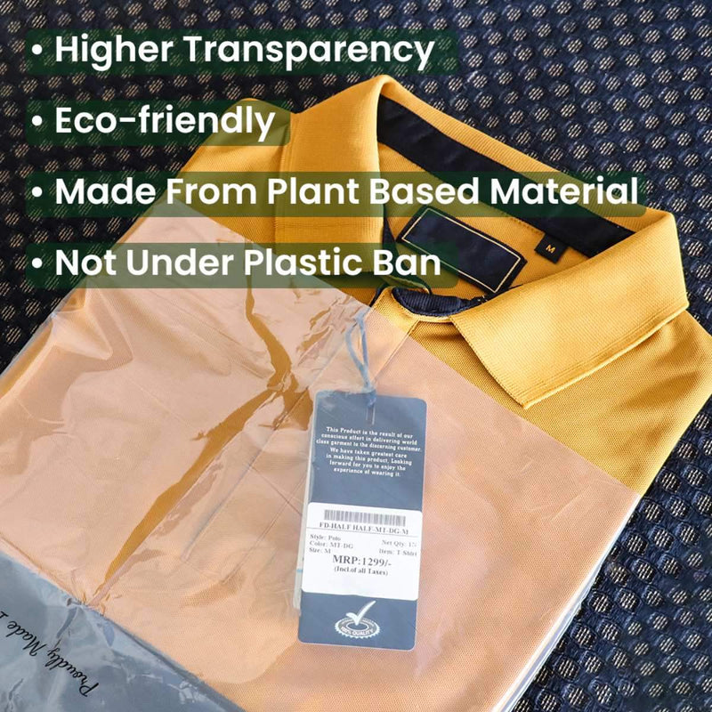 Buy Compostable Transparent Garment Bags - 10x14+2 inch Flap, 1000pcs | Shop Verified Sustainable Packing Materials on Brown Living™