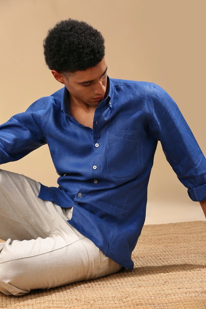 Copy of Aspen Button Down Shirt - Blue | Verified Sustainable Mens Shirt on Brown Living™