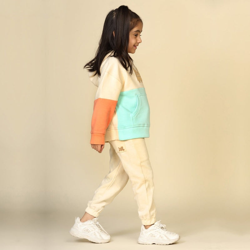 Buy Cream Unisex Joggers in Cotton Fleece | Planet First | Shop Verified Sustainable Kids Pajamas on Brown Living™