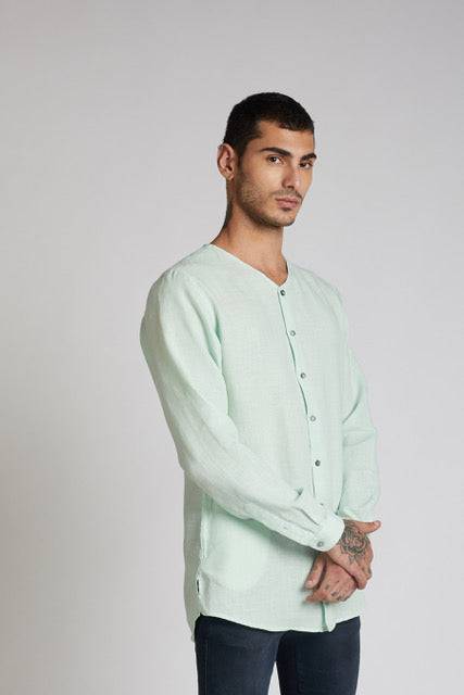 Buy Crescent V-Neck Kurta Mint Green | Shop Verified Sustainable Mens Kurta on Brown Living™