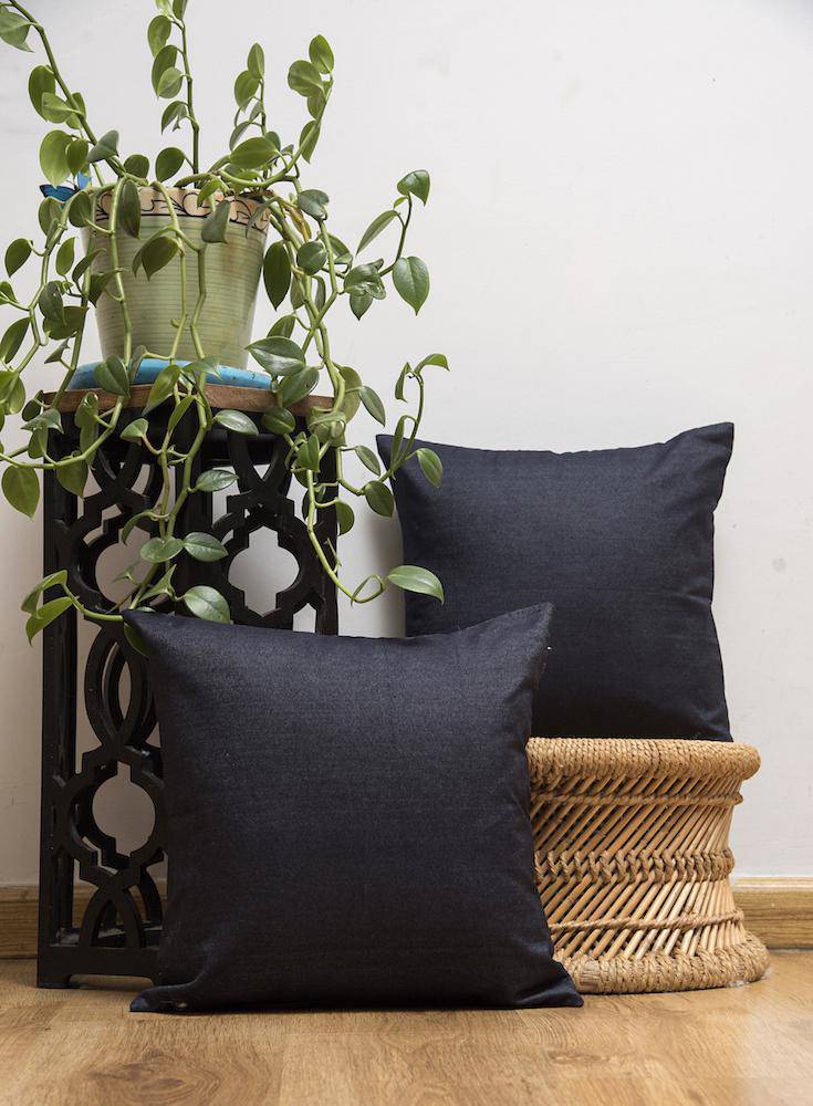 Buy Cushion Cover with Premium Handmade Cotton Fabric - Midnight Blue | Shop Verified Sustainable Covers & Inserts on Brown Living™