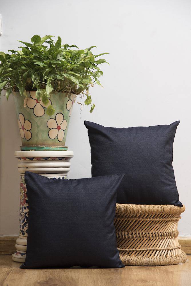 Buy Cushion Cover with Premium Handmade Cotton Fabric - Midnight Blue | Shop Verified Sustainable Covers & Inserts on Brown Living™