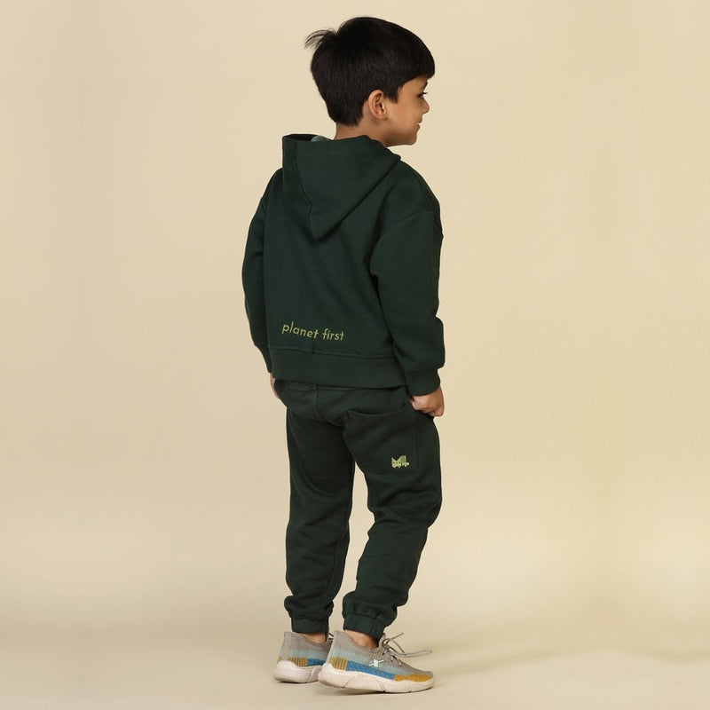 Buy Dark Green Unisex Joggers in Cotton Fleece | Planet First | Shop Verified Sustainable Kids Pajamas on Brown Living™