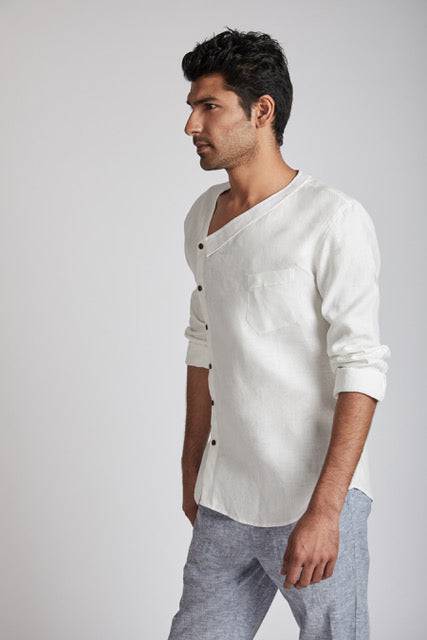 Buy Delta Asymmetric Shirt White | Shop Verified Sustainable Mens Shirt on Brown Living™