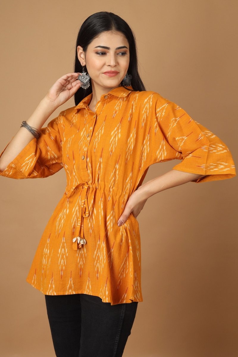 Buy Dopahar Ikat Kaftan Cotton Top | Shop Verified Sustainable Products on Brown Living