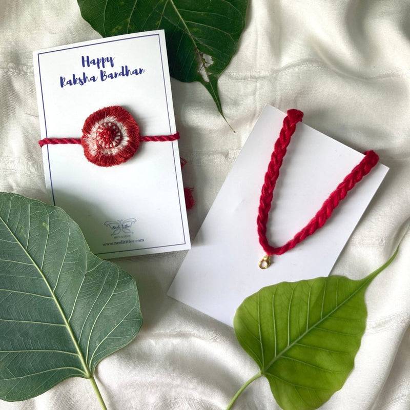 Buy Dual Avtar Ikat Rakhi- Vermillion| Reusable | Shop Verified Sustainable Rakhi on Brown Living™