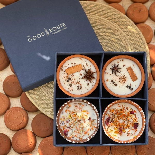 Buy Festive Set of 4 Soywax Candle Giftbox | Shop Verified Sustainable Gift Hampers on Brown Living™