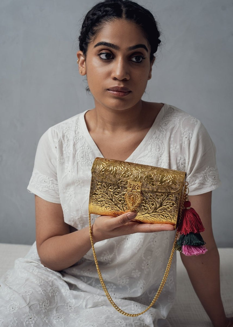 Buy Floral Paatr Purse (Gold) | Shop Verified Sustainable Products on Brown Living