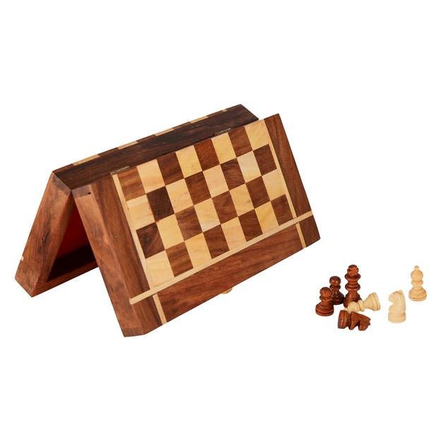 Buy Wooden Handcrafted Foldable Magnetic Chess Board Set- 12"x12" | Shop Verified Sustainable Learning & Educational Toys on Brown Living™