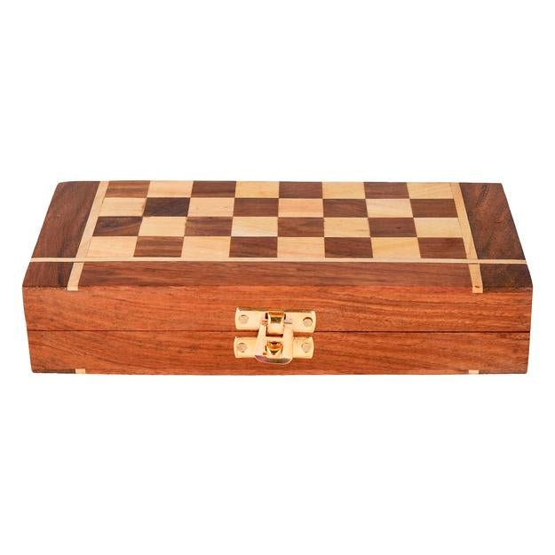 Buy Wooden Handcrafted Foldable Magnetic Chess Board Set- 12"x12" | Shop Verified Sustainable Learning & Educational Toys on Brown Living™