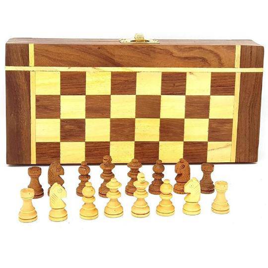 Buy Wooden Handcrafted Foldable Magnetic Chess Board Set- 12"x12" | Shop Verified Sustainable Learning & Educational Toys on Brown Living™