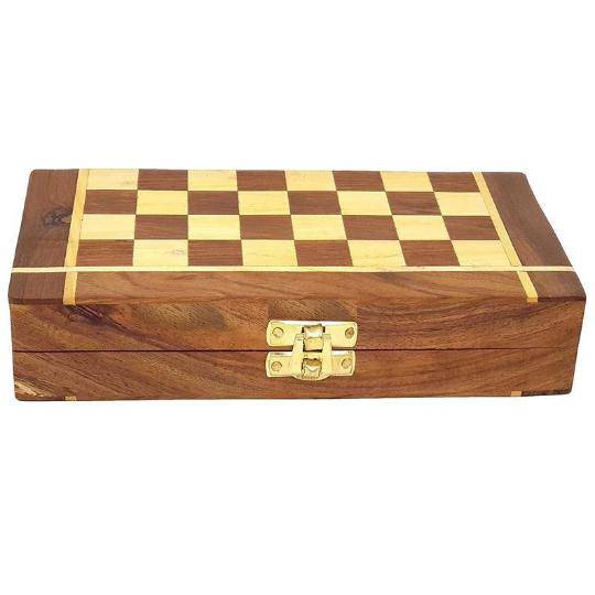 Buy Wooden Handcrafted Foldable Magnetic Chess Board Set- 12"x12" | Shop Verified Sustainable Learning & Educational Toys on Brown Living™