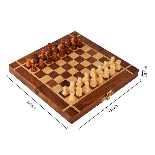 Buy Handmade Folding Wooden Chess Board Game Set- Non Magnetic | Shop Verified Sustainable Learning & Educational Toys on Brown Living™