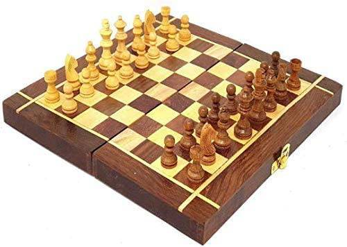 Buy Handmade Folding Wooden Chess Board Game Set- Non Magnetic | Shop Verified Sustainable Learning & Educational Toys on Brown Living™