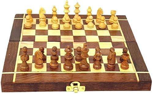 Buy Handmade Folding Wooden Chess Board Game Set- Non Magnetic | Shop Verified Sustainable Learning & Educational Toys on Brown Living™