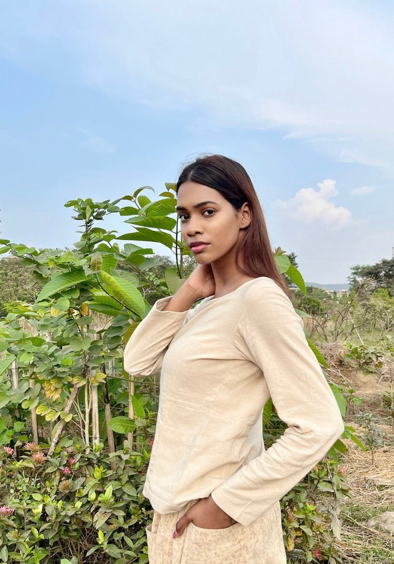 Buy Full Seleves Top | Natural Dyed | Cotton | Shop Verified Sustainable Womens Top on Brown Living™