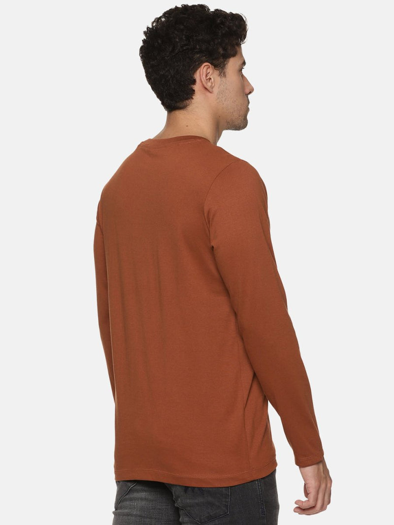 Buy Full Sleeve Mens Organic Crew Neck Tshirt | Earthy Brown | Shop Verified Sustainable Mens Tshirt on Brown Living™