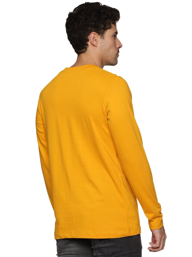 Buy Mens Organic Full Sleeve Crew Neck T-shirt | Mustard Yellow | Shop Verified Sustainable Mens Tshirt on Brown Living™