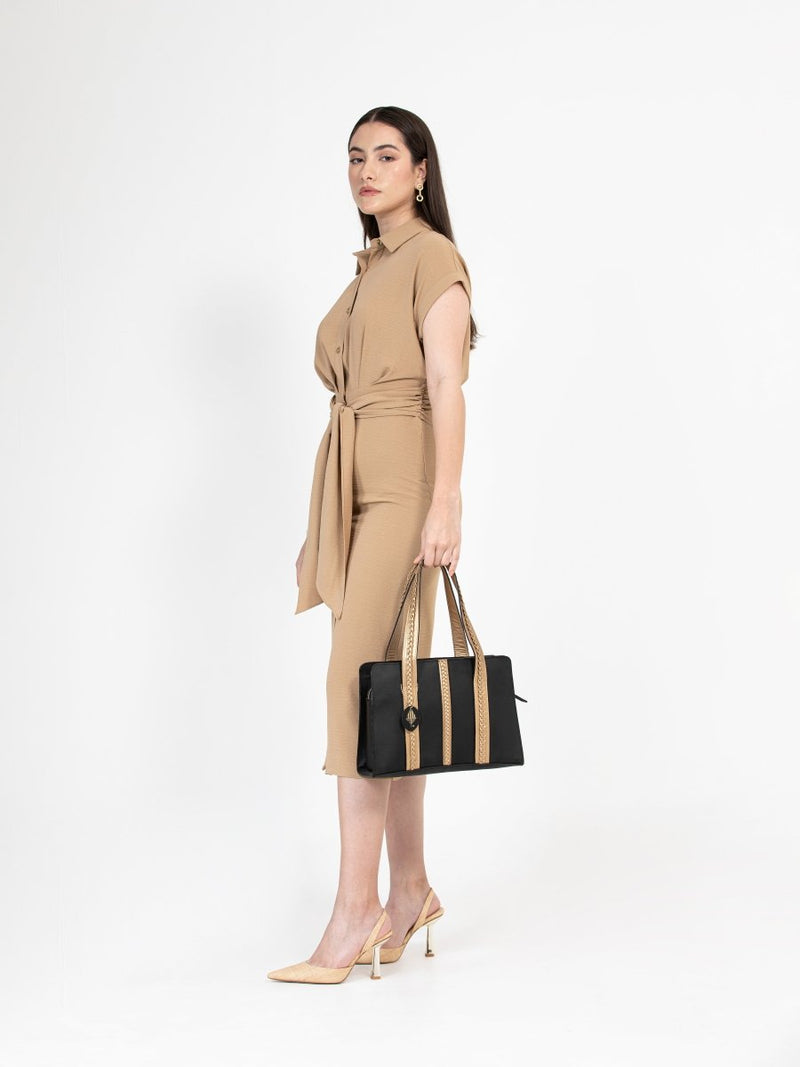 Buy Gaia (Black & Gold) | Women's Bag made with Cactus Leather | Shop Verified Sustainable Womens Handbag on Brown Living™