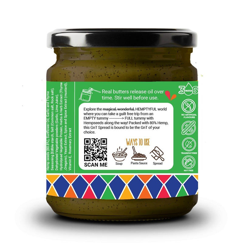 Buy Garlic & Thyme Hemp Spread - 180gm | Shop Verified Sustainable Jams & Spreads on Brown Living™