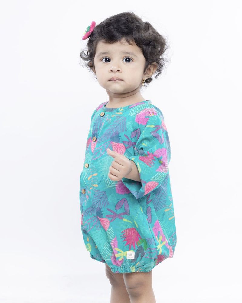 Buy Green Leafy Full Sleeves Unisex Onesie | Kids onesie | Made with organic cotton | Shop Verified Sustainable Kids Onesies on Brown Living™