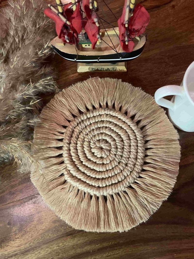 Buy Green Spiral Table Mat Napkin Ring & Coaster Set | Shop Verified Sustainable Table Decor on Brown Living™