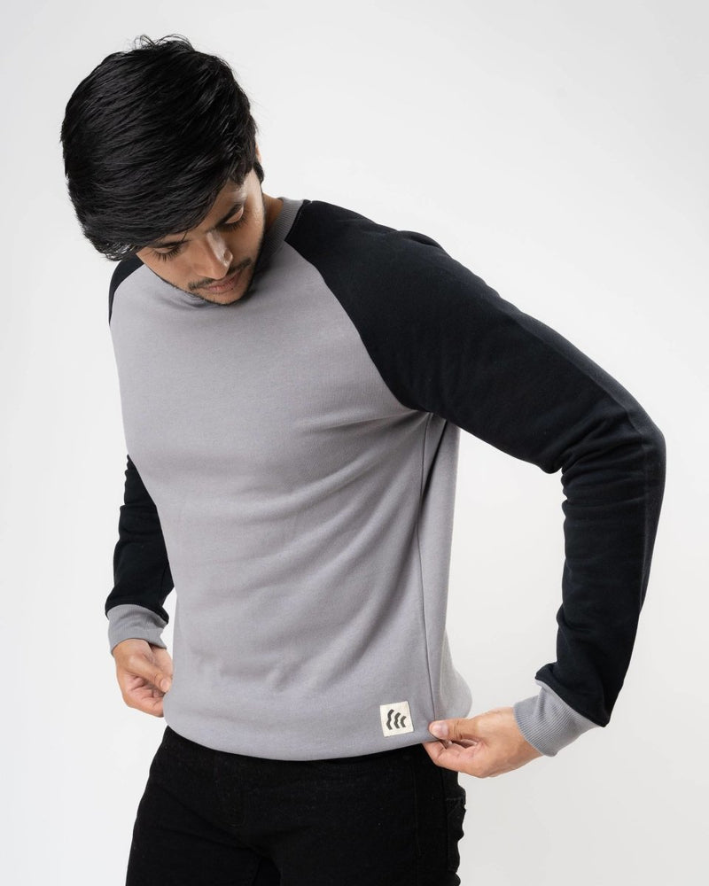 Buy Grey Raglan Cotton Sweatshirt | Shop Verified Sustainable Mens Sweatshirt on Brown Living™