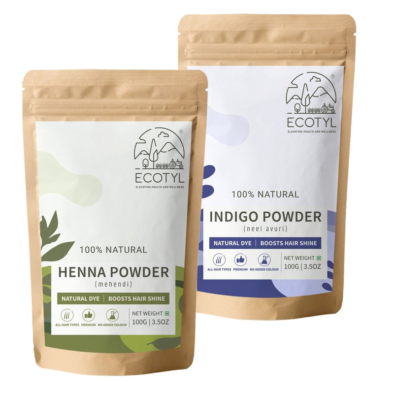 Buy Hair Colour Combo- Henna Powder and Indigo Powder | 100g Each | Shop Verified Sustainable Hair Colour on Brown Living™