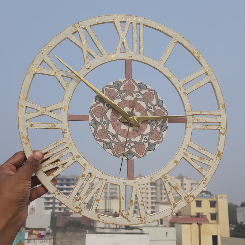 Hand Painted Intricate Wall Clock - Pastel | Verified Sustainable Home Decor on Brown Living™