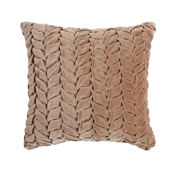 Buy Hand Pleated Petal Mocha Cushion Cover 18x18 inches | Shop Verified Sustainable Covers & Inserts on Brown Living™