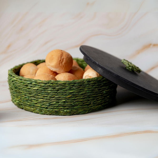 Handmade Sabai Grass Roti Box - Green | Verified Sustainable Baskets & Boxes on Brown Living™