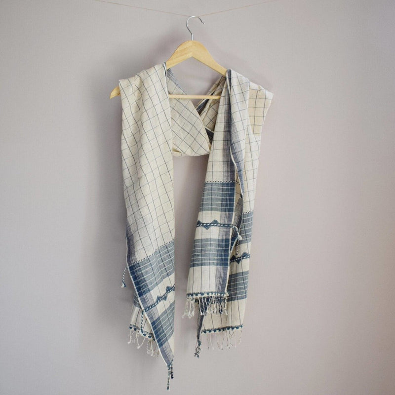 Buy Indigo Ivory Organic Kala Cotton Scarf | Shop Verified Sustainable Womens Scarf on Brown Living™