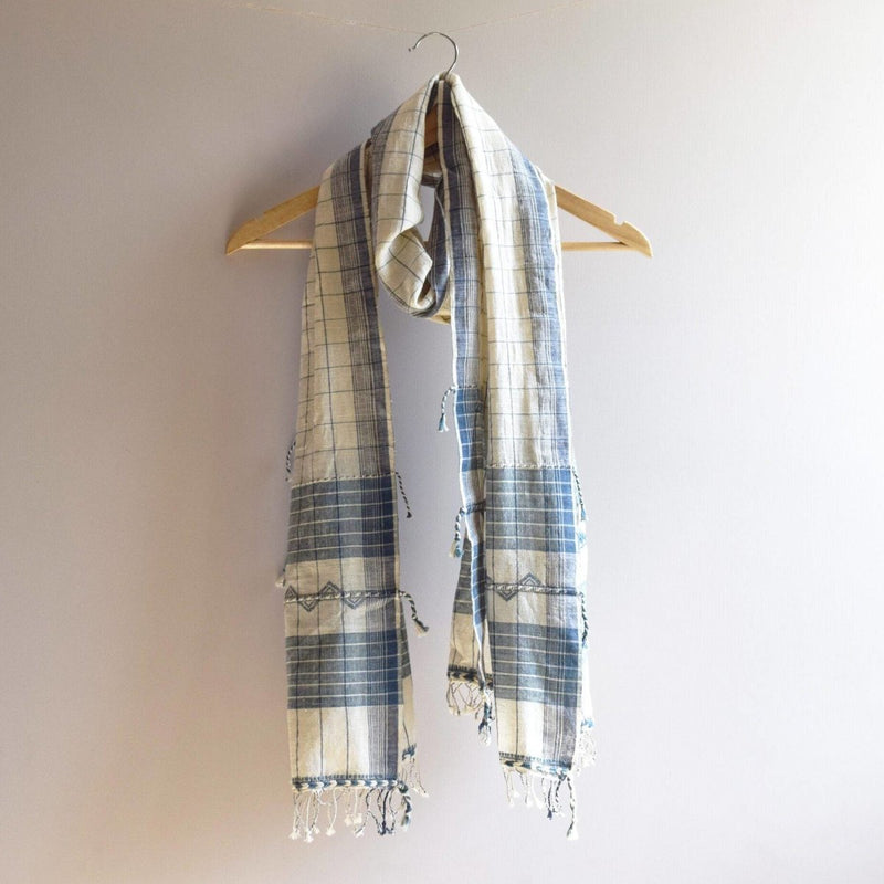 Buy Indigo Ivory Organic Kala Cotton Scarf | Shop Verified Sustainable Womens Scarf on Brown Living™