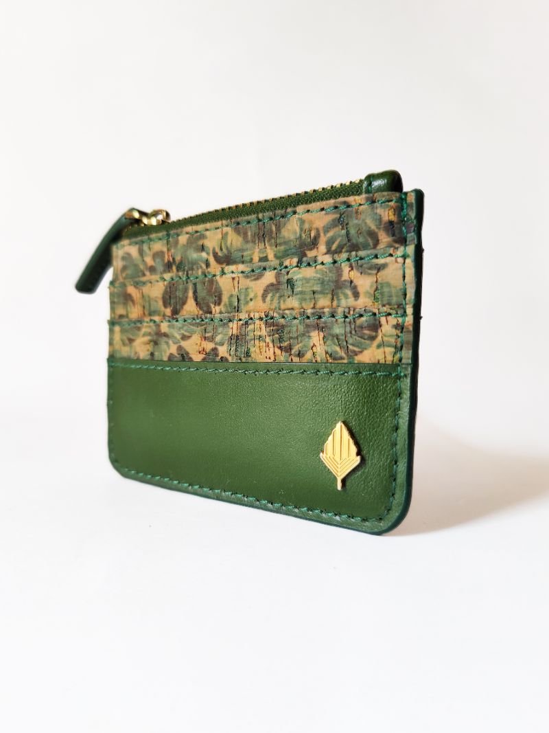 Buy Iris- Cactus Leather & Cork Cardholder (Green) | Shop Verified Sustainable Wallet on Brown Living™