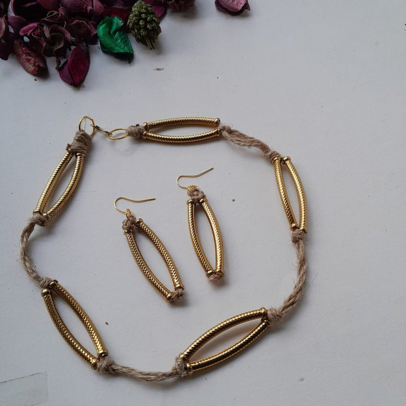 Buy Jute Short Hoop Necklace Set | Shop Verified Sustainable Jewellery on Brown Living™