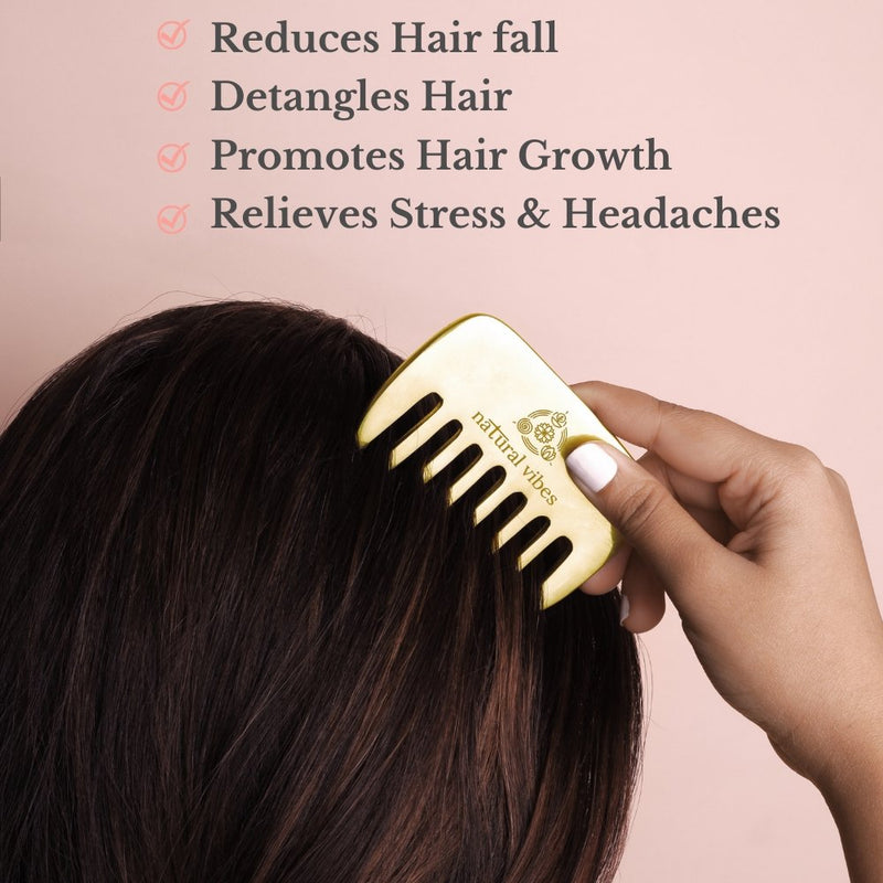 Buy Kansa Hair Comb for Hair Fall, Growth, Circulation & Stress Relief | Shop Verified Sustainable Hair Comb on Brown Living™