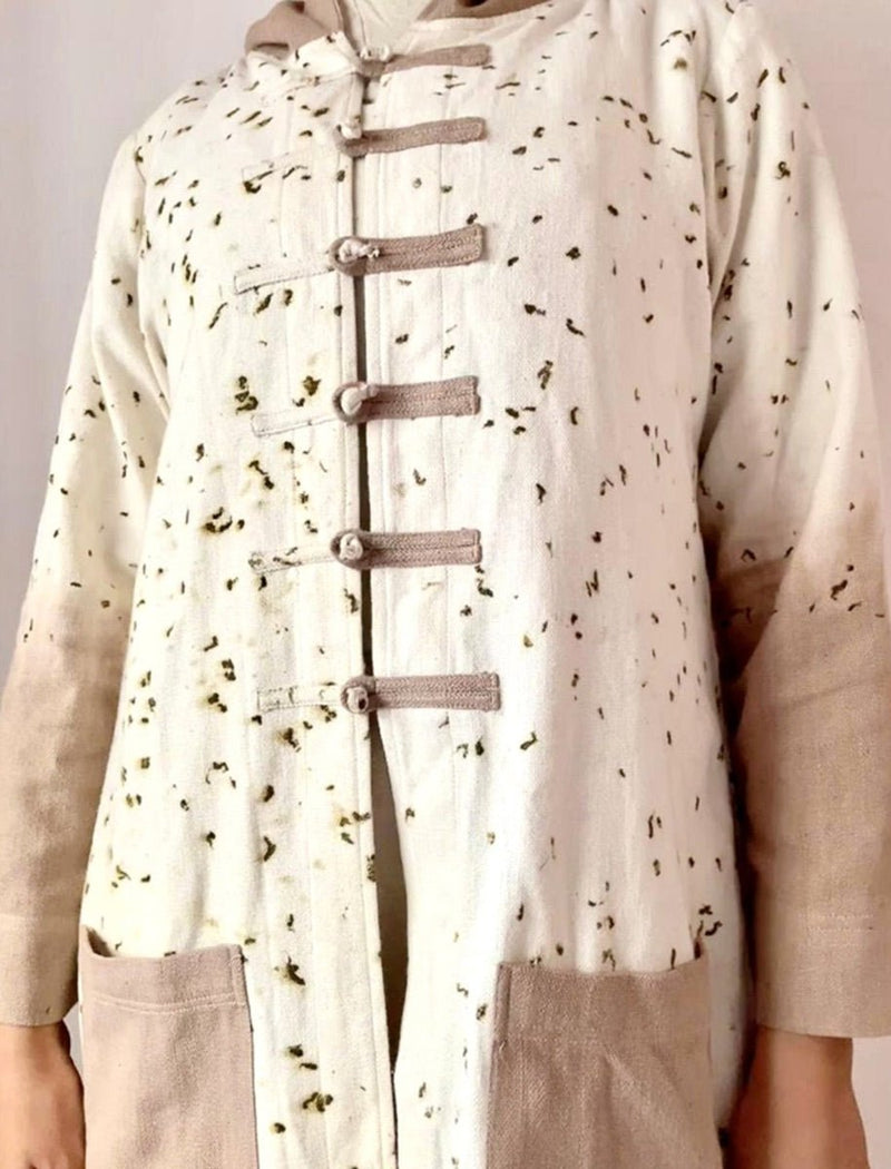 Buy Khadi Shrug Natural Dye & Eco Printed with Flower Petals | Shop Verified Sustainable Womens Jacket on Brown Living™