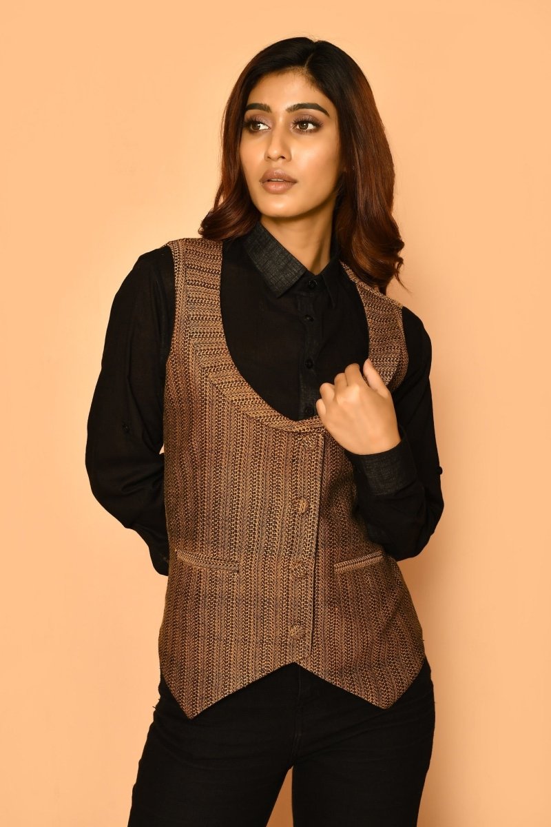 Buy Kyra Handloom Womens Cotton Jacket | Shop Verified Sustainable Womens Jacket on Brown Living™