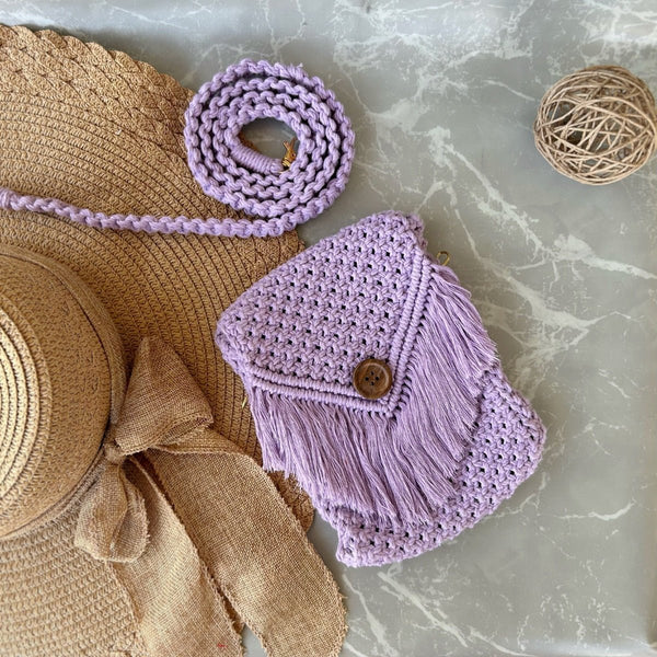 Lavender Macrame Mobile Sling Bag | Verified Sustainable Bags on Brown Living™