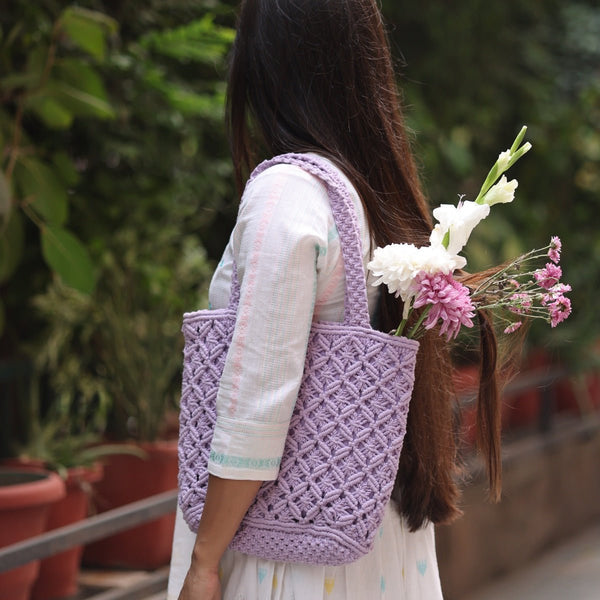 Lavender Macrame Tote Bag | Verified Sustainable Bags on Brown Living™