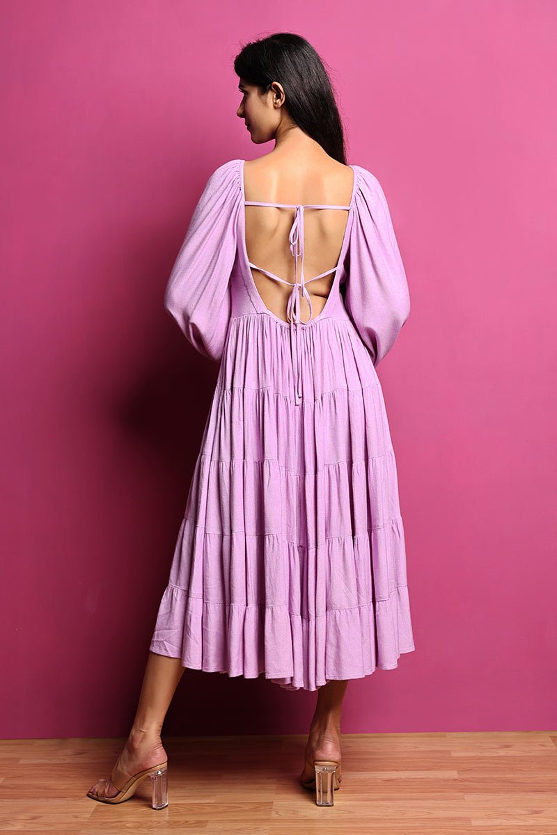 Buy Lavender Tie Up Back Corset and Flared Dress | Shop Verified Sustainable Womens Dress on Brown Living™