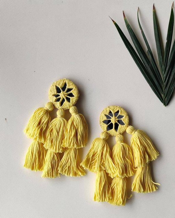 Buy Lehar Canary Yellow Handmade Earrings | Shop Verified Sustainable Womens Earrings on Brown Living™