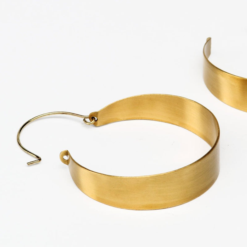 Buy Loop Shaped Handcrafted Brass Textured Earring | Shop Verified Sustainable Womens earrings on Brown Living™